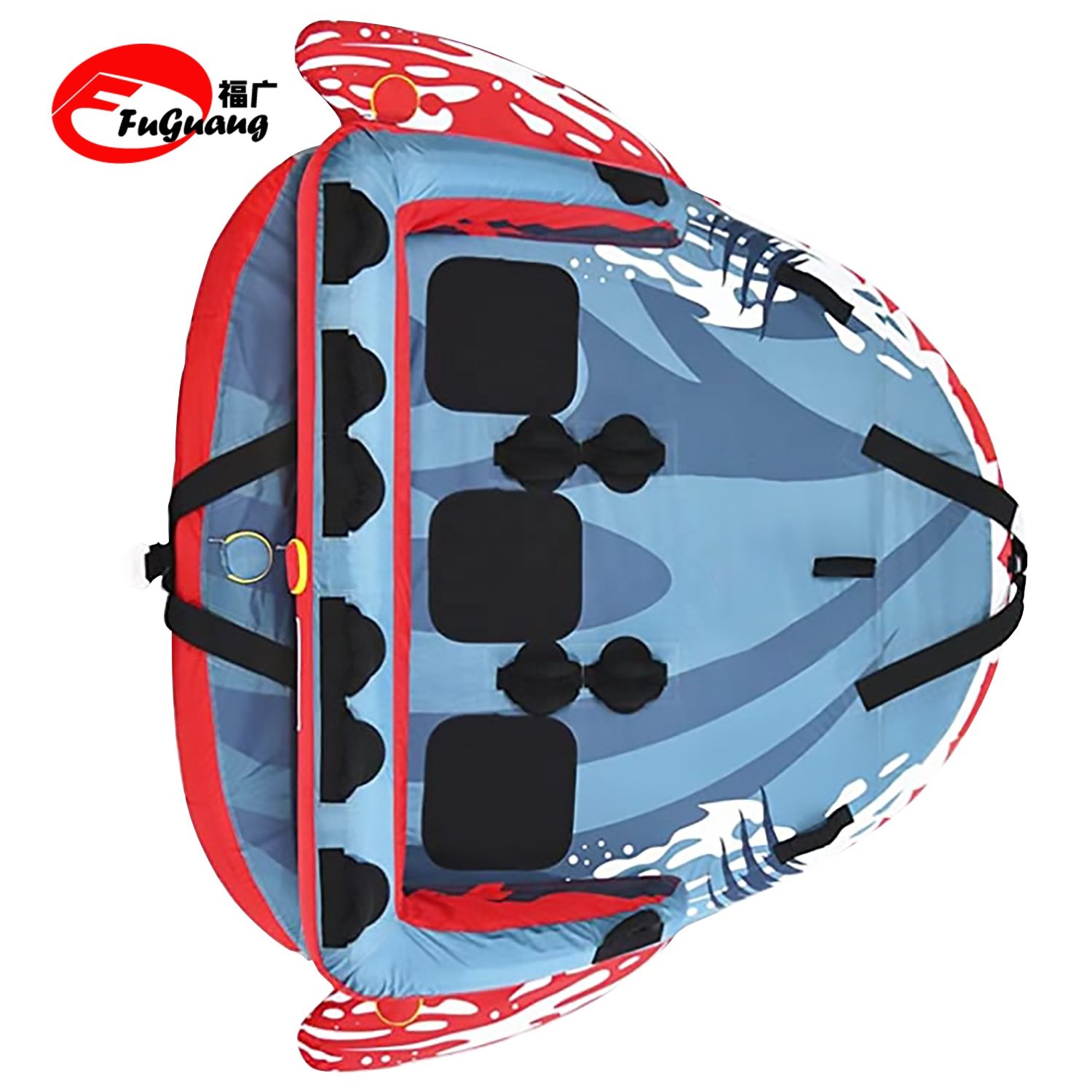 Towable Tube for Boating with Front Rear Tow Points 3-Rider Inflatable Boat Raft with Full Nylon Cover for Youth Adult