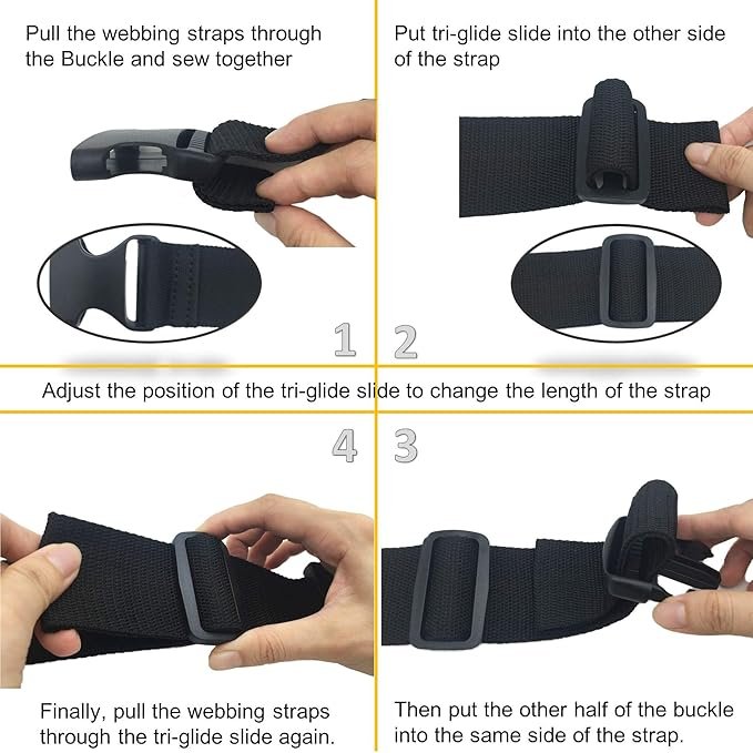 Heavy Duty 1" Dual Adjustment and No Sewing Plastic Quick Release Clip Buckles for 1 Inch 25mm Webbing Straps Boat Covers