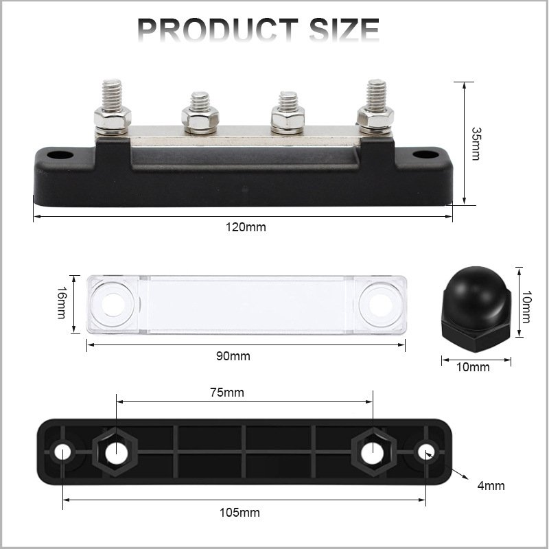 Rv Yacht Bus Bar Straight 10-14-Terminal Wiring Bar Large Current Bus Bar