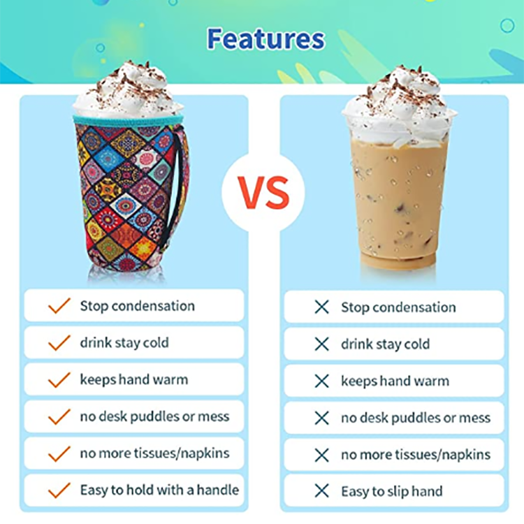 Christmas Cups Sleeve Reusable for Cold Drinks Hot Holder Neoprene Coffee Custom Coffee Cup Sleeve