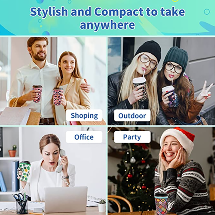 Christmas Cups Sleeve Reusable for Cold Drinks Hot Holder Neoprene Coffee Custom Coffee Cup Sleeve