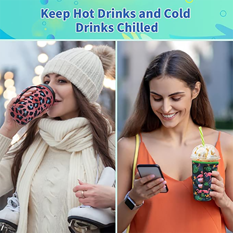 Christmas Cups Sleeve Reusable for Cold Drinks Hot Holder Neoprene Coffee Custom Coffee Cup Sleeve