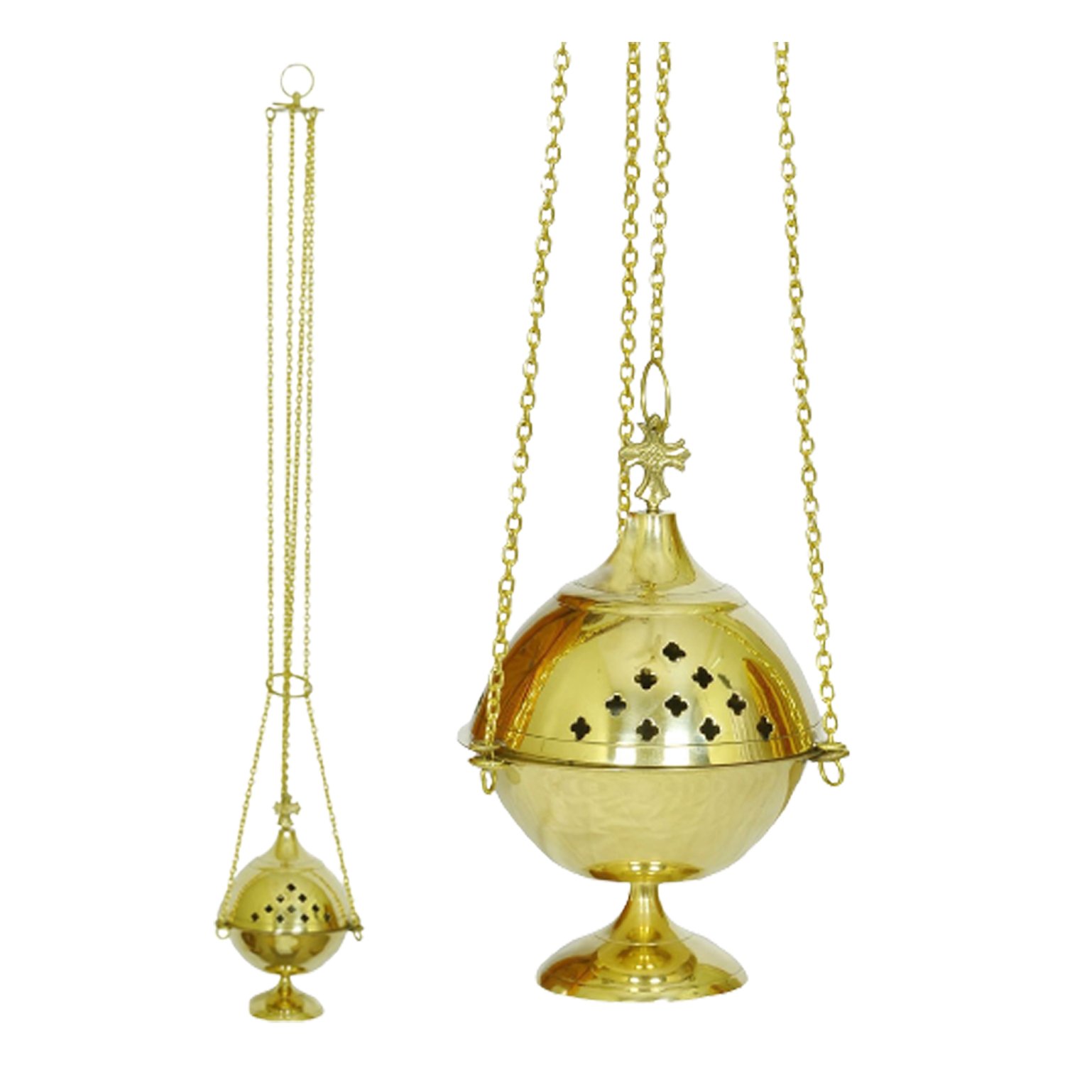 Decorated Thurible in Gold Plated Brass Satin Finish Church Supplies