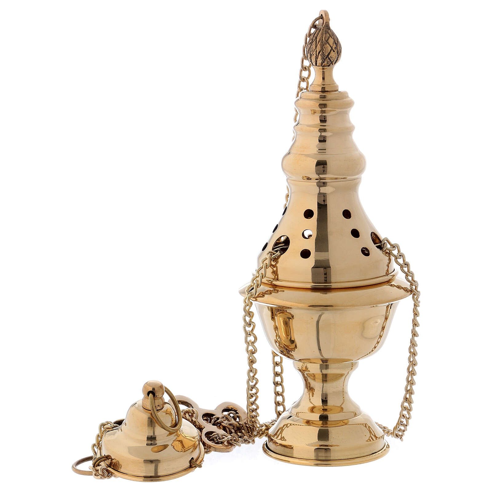 Decorated Thurible in Gold Plated Brass Satin Finish Church Supplies