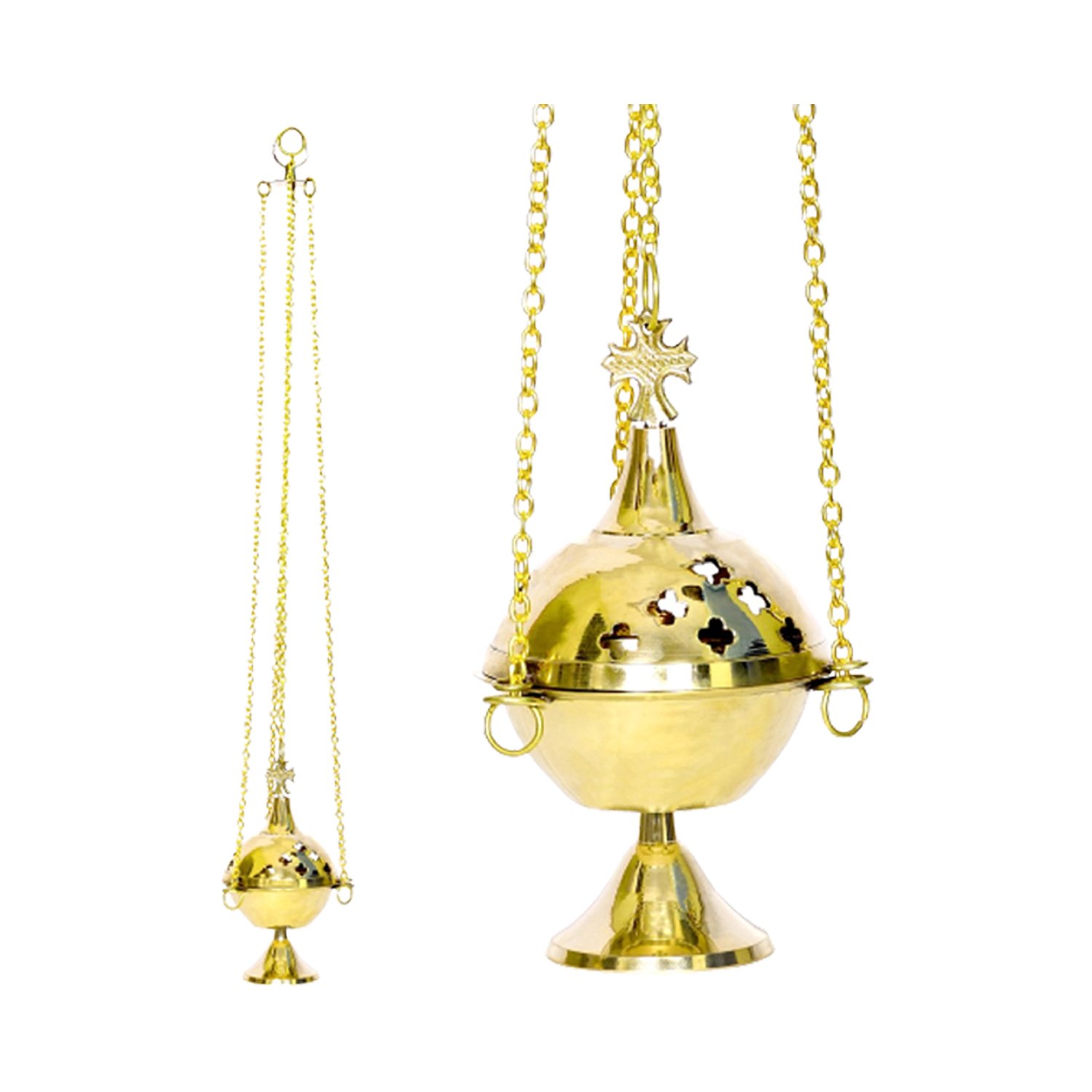Decorated Thurible in Gold Plated Brass Satin Finish Church Supplies
