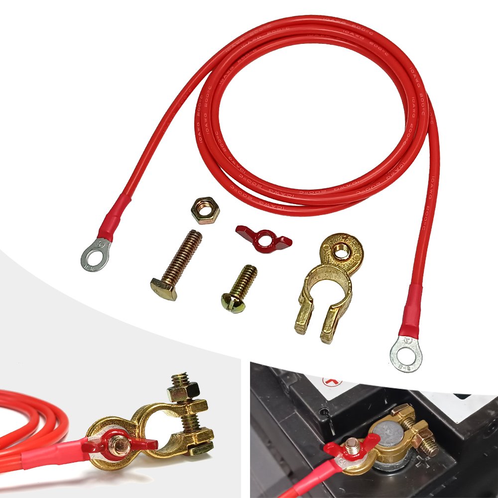 Car Battery Cable 10 AWG Silicone Wire Heavy Duty Battery Terminals Connectors Tin-plated Copper Wire for Inverter Van Car Solar