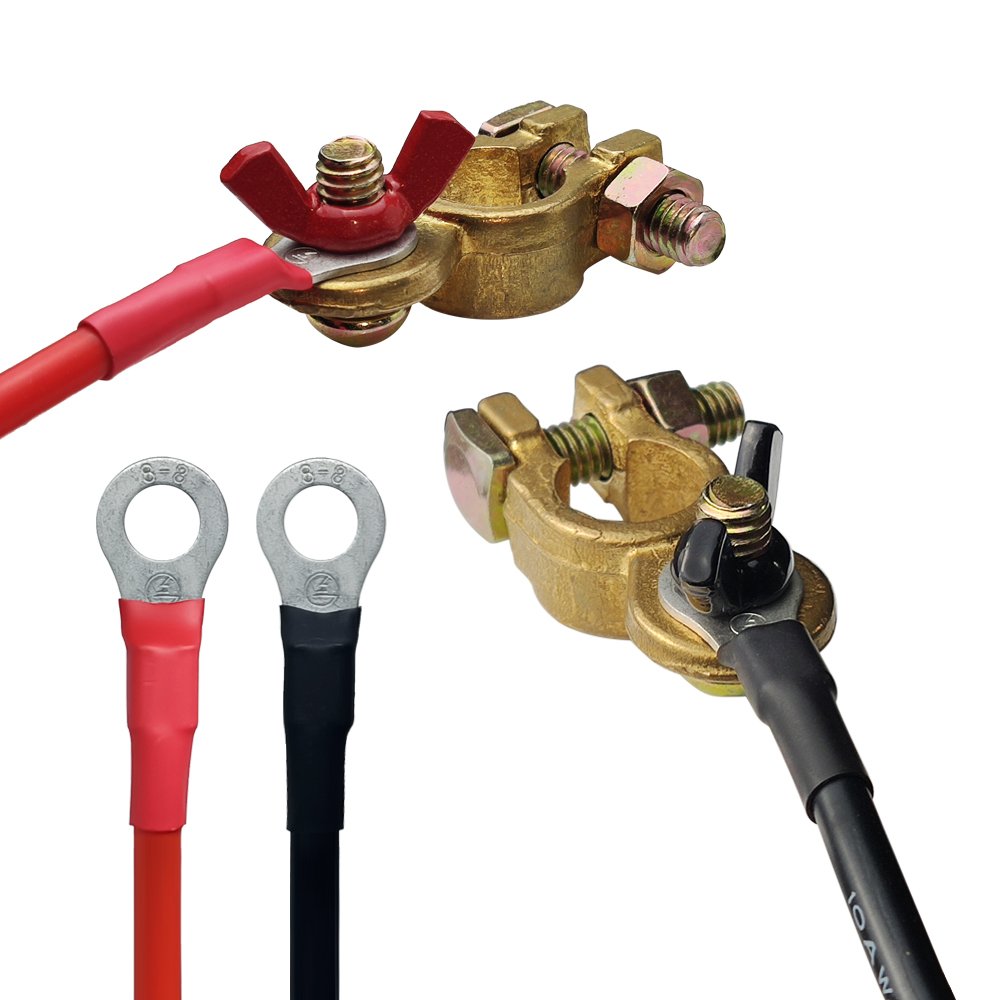 Car Battery Cable 10 AWG Silicone Wire Heavy Duty Battery Terminals Connectors Tin-plated Copper Wire for Inverter Van Car Solar