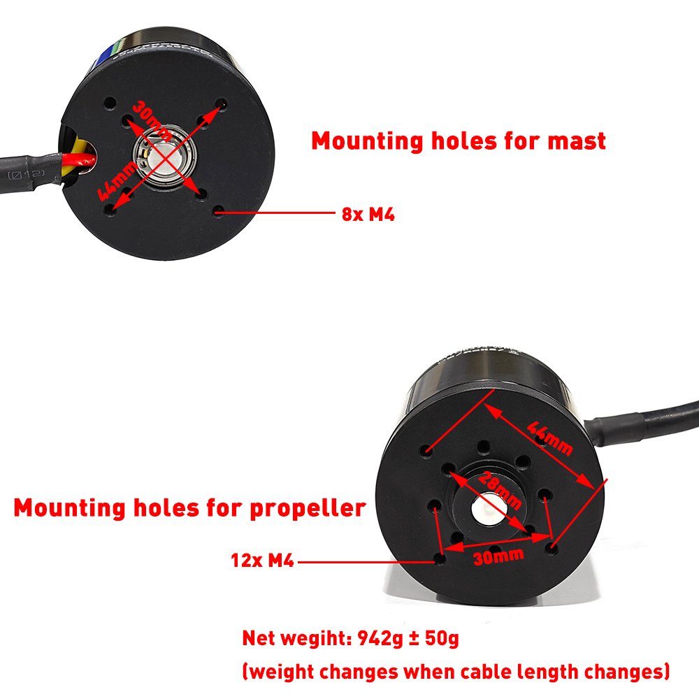 Maytech Efoil Surfboard Underwater Thruster 6374 80KV Fully Waterproof and Anti-Corrosion Motor Underwater Brushless Dc Motor