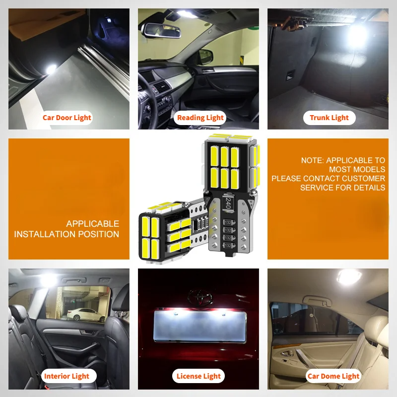 12V 6000K 14 LED Interior Car Light Bulbs Replacement for Dome Map Door Courtesy Trunk Parking License Plate Lights