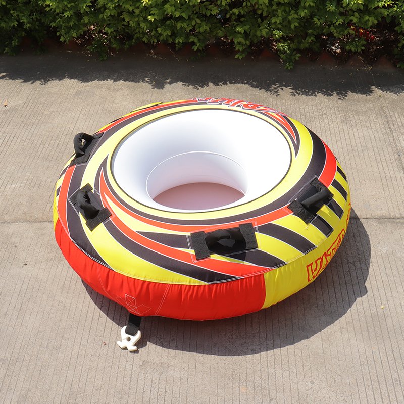 Inflatable Towable Tube for Towing Single Rider, Nylon Cover Boat Tube, 1 Person Water Sport Towable Tube for Boat to Pull