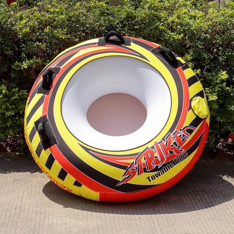 Inflatable Towable Tube for Towing Single Rider, Nylon Cover Boat Tube, 1 Person Water Sport Towable Tube for Boat to Pull