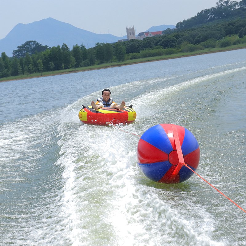 Inflatable Towable Tube for Towing Single Rider, Nylon Cover Boat Tube, 1 Person Water Sport Towable Tube for Boat to Pull
