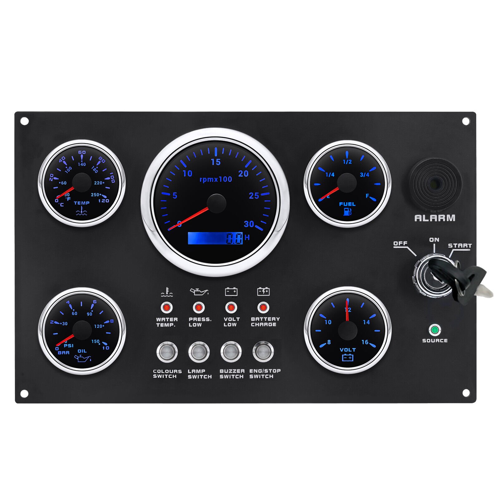 5 Gauge Set With Marine Instrument Panel Tachometer 3000RPM With Sender for Marine Boat