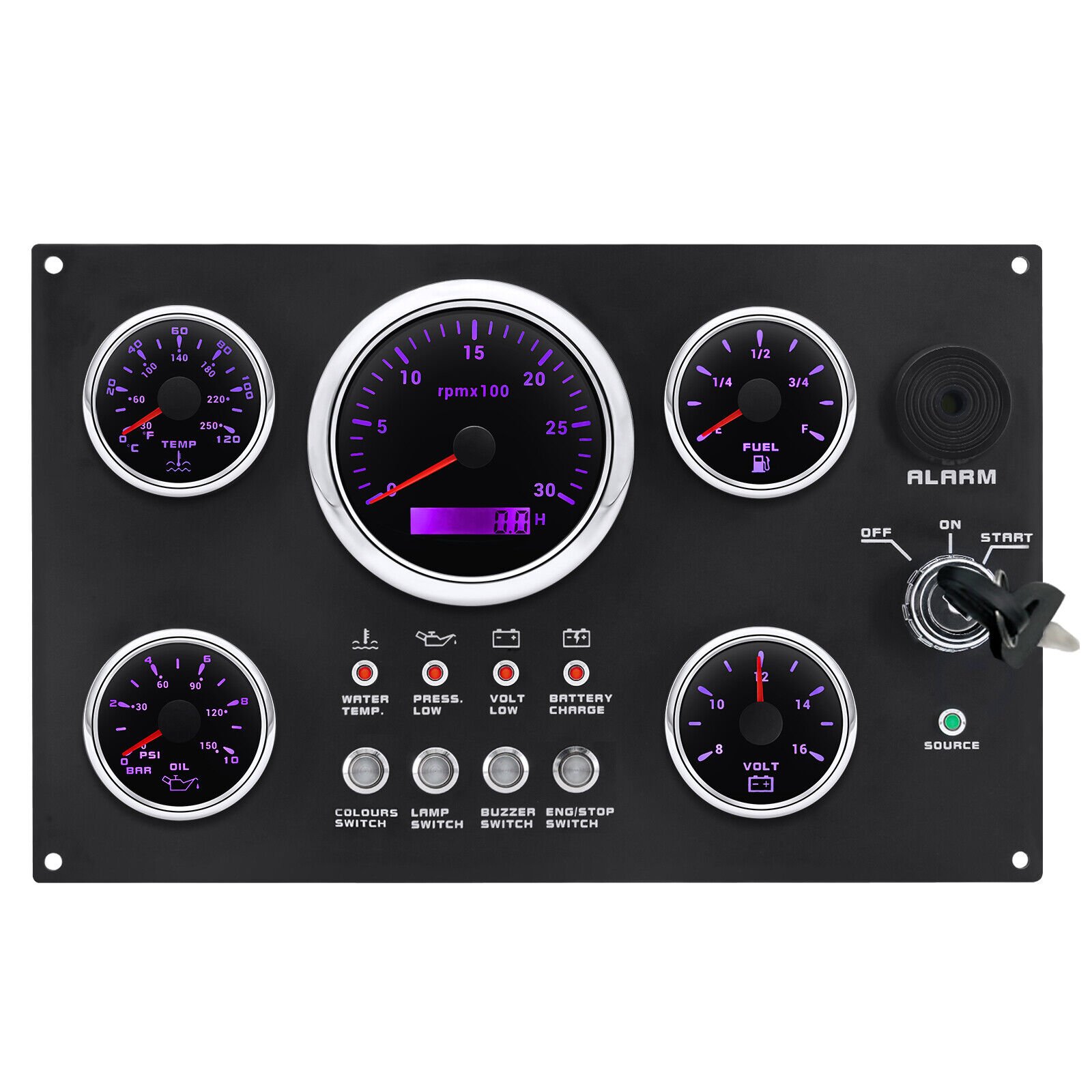 5 Gauge Set With Marine Instrument Panel Tachometer 3000RPM With Sender for Marine Boat