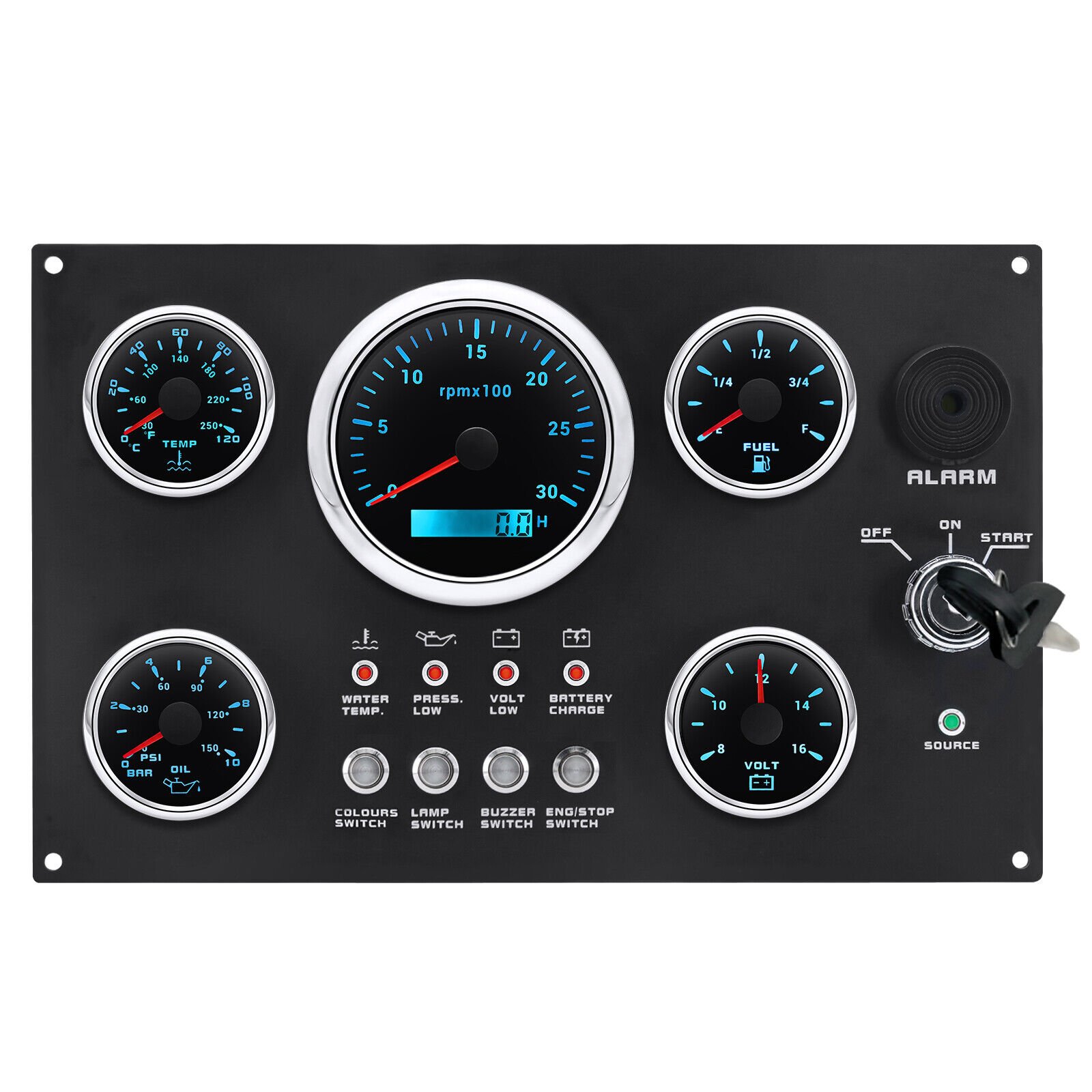 5 Gauge Set With Marine Instrument Panel Tachometer 3000RPM With Sender for Marine Boat