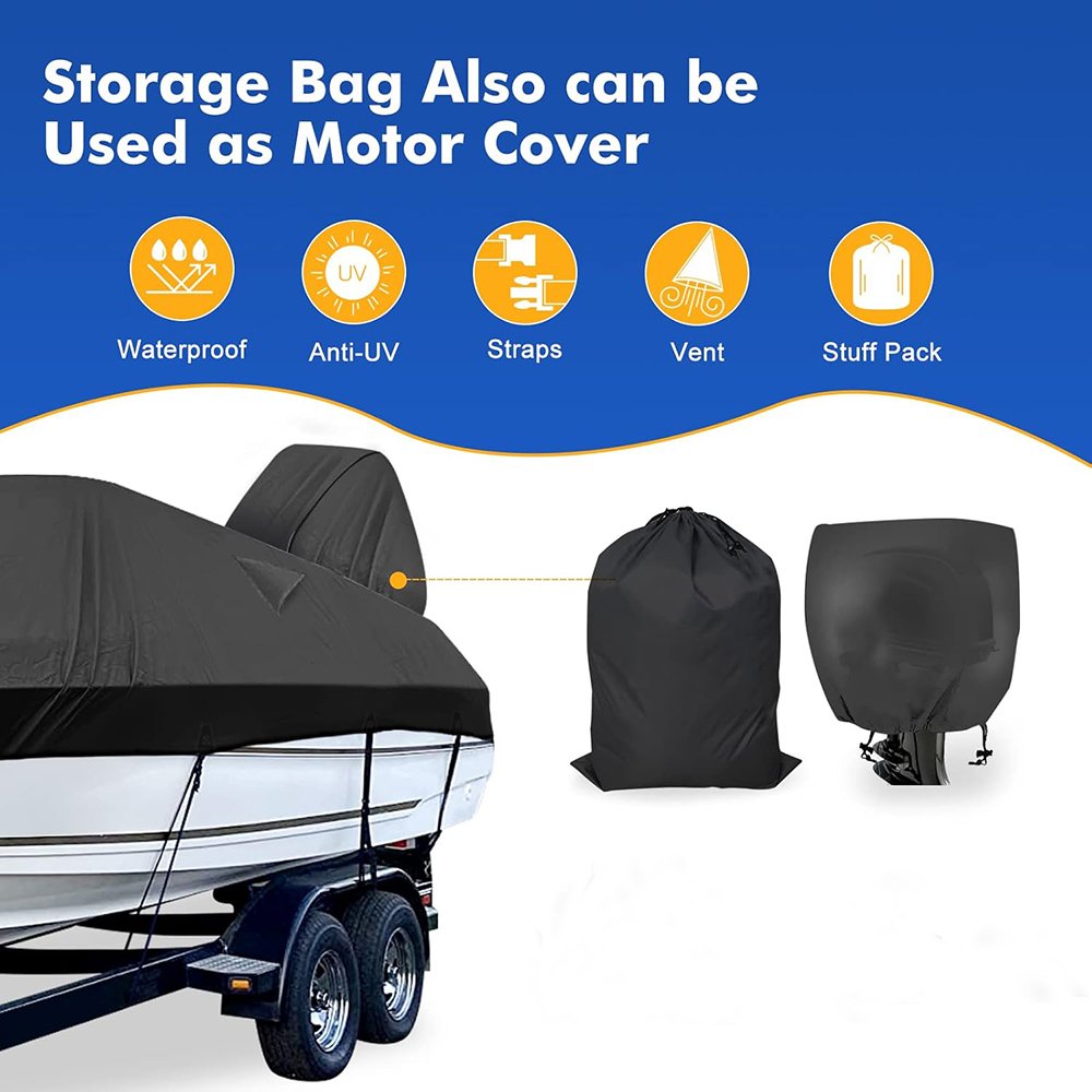 Boat Cover 16-18.5 Ft Feet 1200D Waterproof Boat Covers With Motor Cover