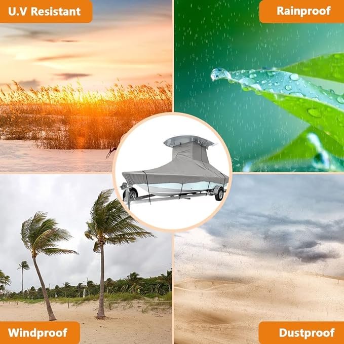 Marine Grade Waterproof UV Resistant Boat Storage Cover 600D T-Top Boat Cover