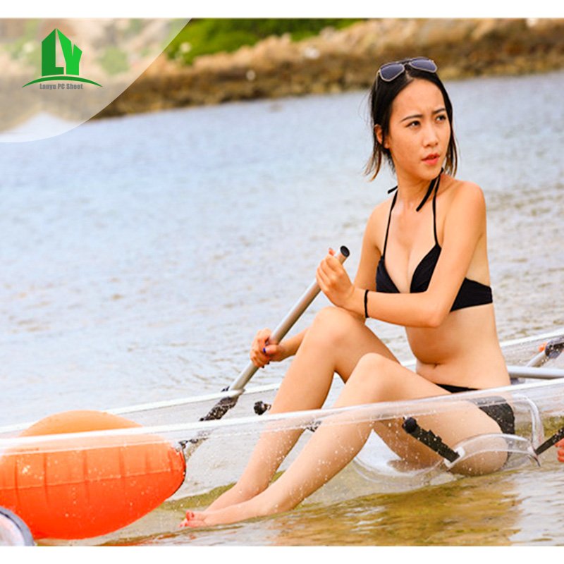 PC Rowing Boat 2 Seats Plastic clear Canoe Boat with Paddles Balance bar Transparent Kayak