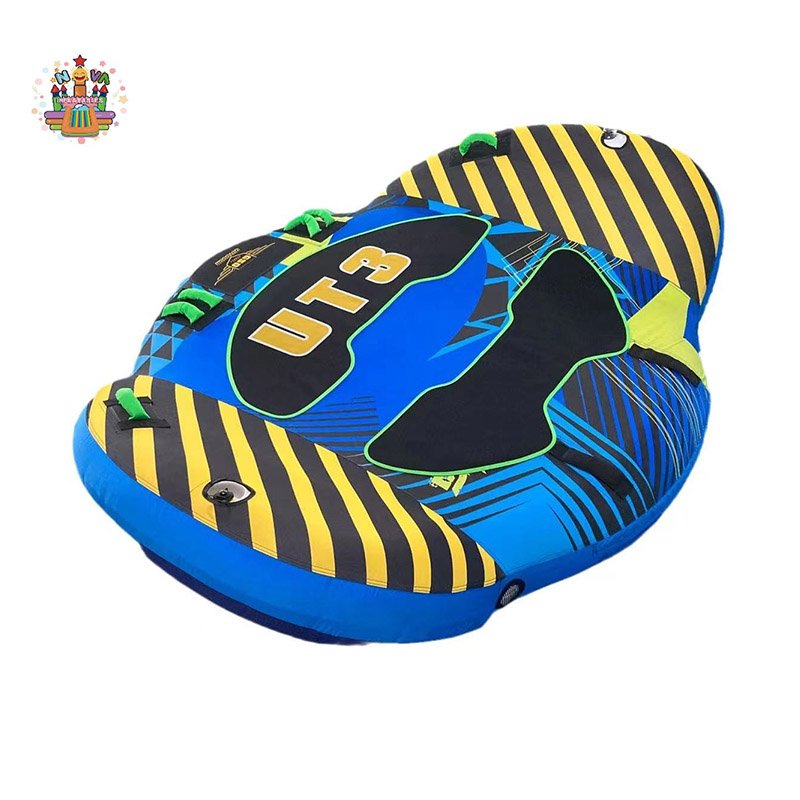 Customized Inflatable Boating Water Sports Towable Tube 3 Person Fun Ring Rope Bundle Towable Tube