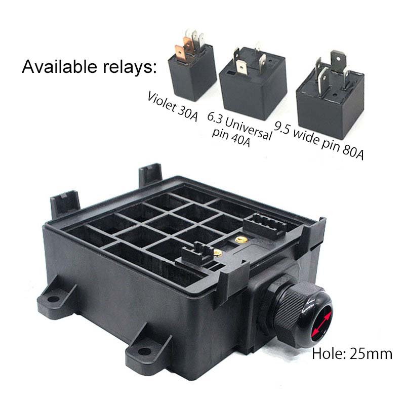 Pre-Wired Fuse Relay Box with 5-Pin 40A Relays and Fuses for 12V Car Truck Boat RV Automotive Marine