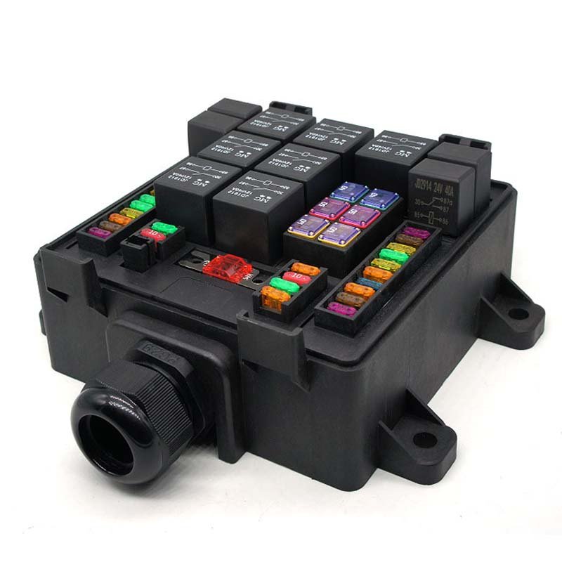 Pre-Wired Fuse Relay Box with 5-Pin 40A Relays and Fuses for 12V Car Truck Boat RV Automotive Marine