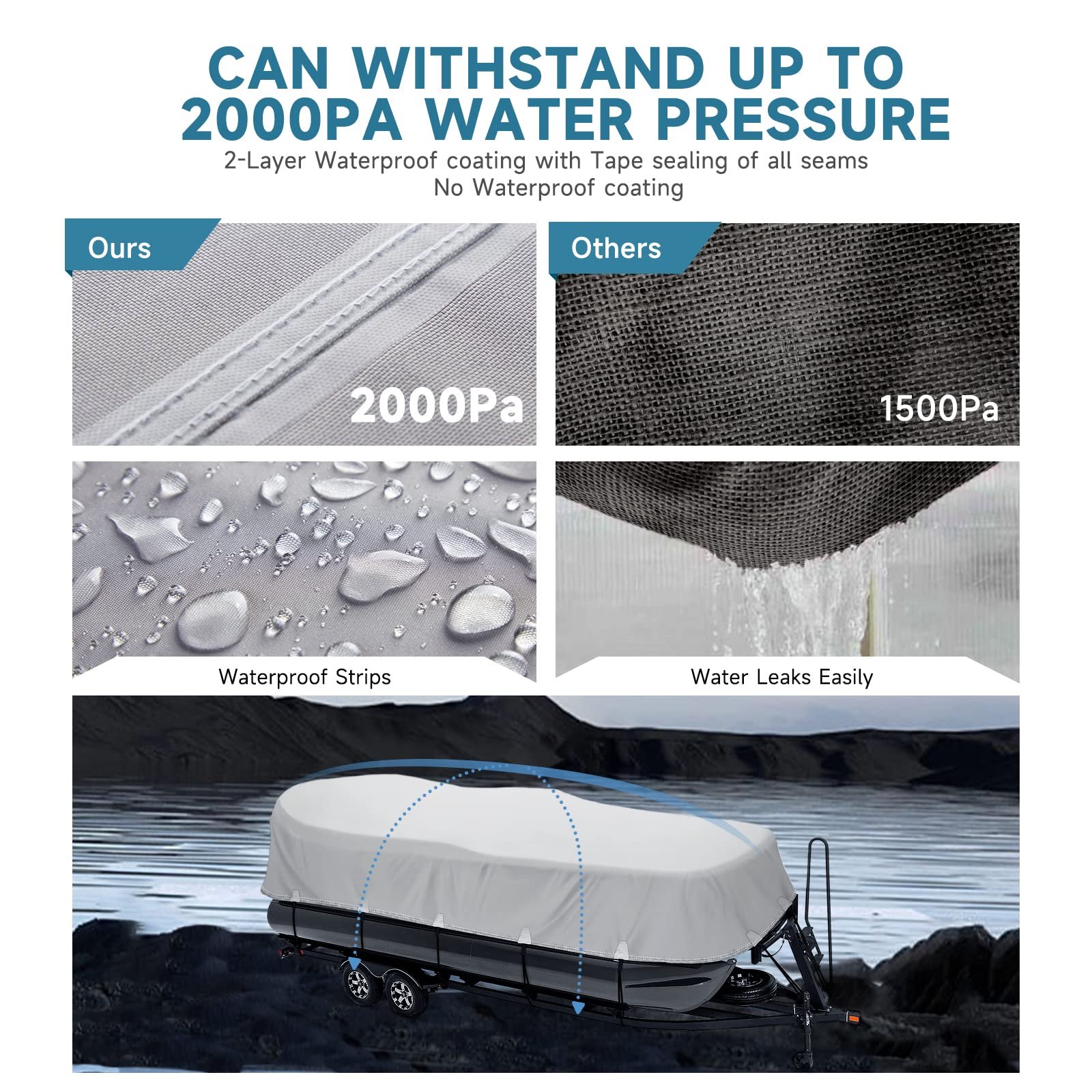 Custom Logo Marine Boat Cover Durable Trailerable Pontoon Boat Cover High Quality Boat Cover