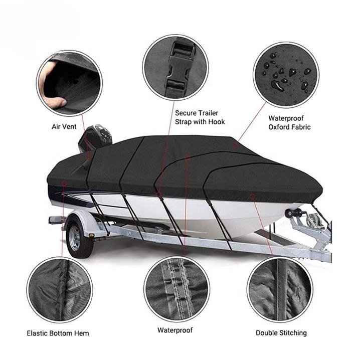 Direct Sales 210D Oxford Trailerable Universal Boat Cover Water and UV Resistant