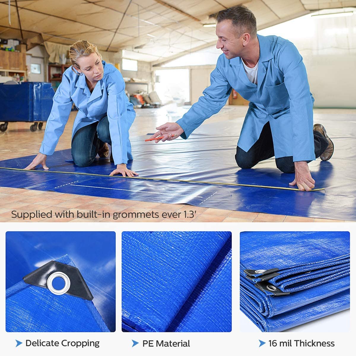 Dandelion 90gsm 4m X 6m Lightweight Garden PE Tarp Waterproof Blue Multipurpose Plastic Tarpaulin for Boat Roof Covering