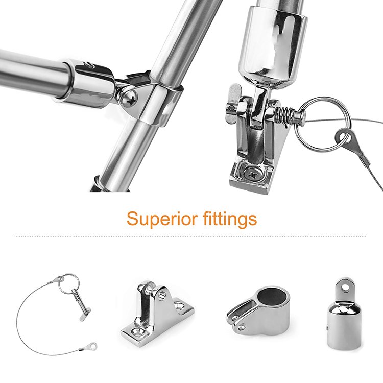 NHCX 4 Bow Boat Top Cover Stainless Steel Frame Boat Canopy Cover