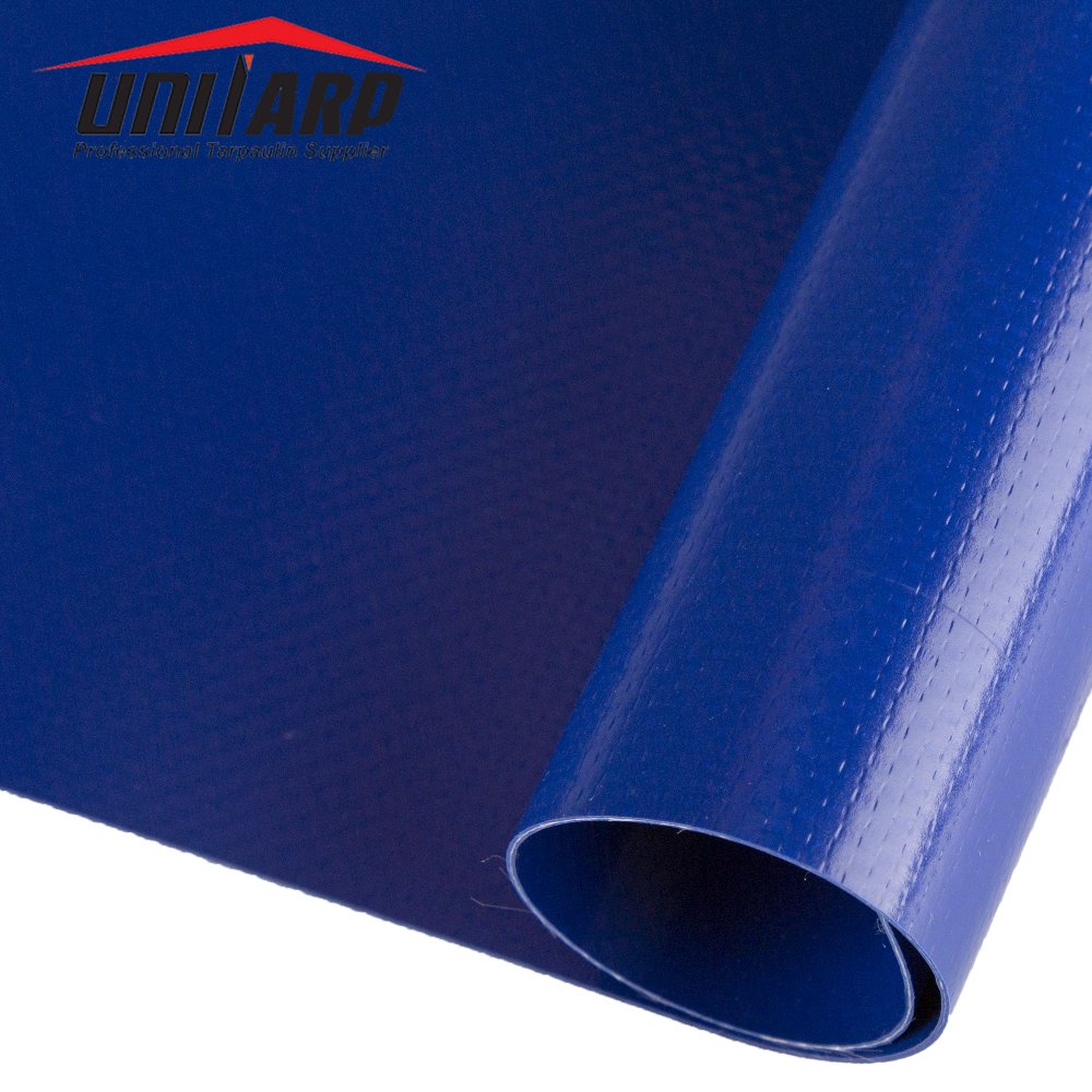 650 Gsm 305 cm 120" 10 ft Width Blue PVC Semi-Coated Tarps Scraped Tarpaulin