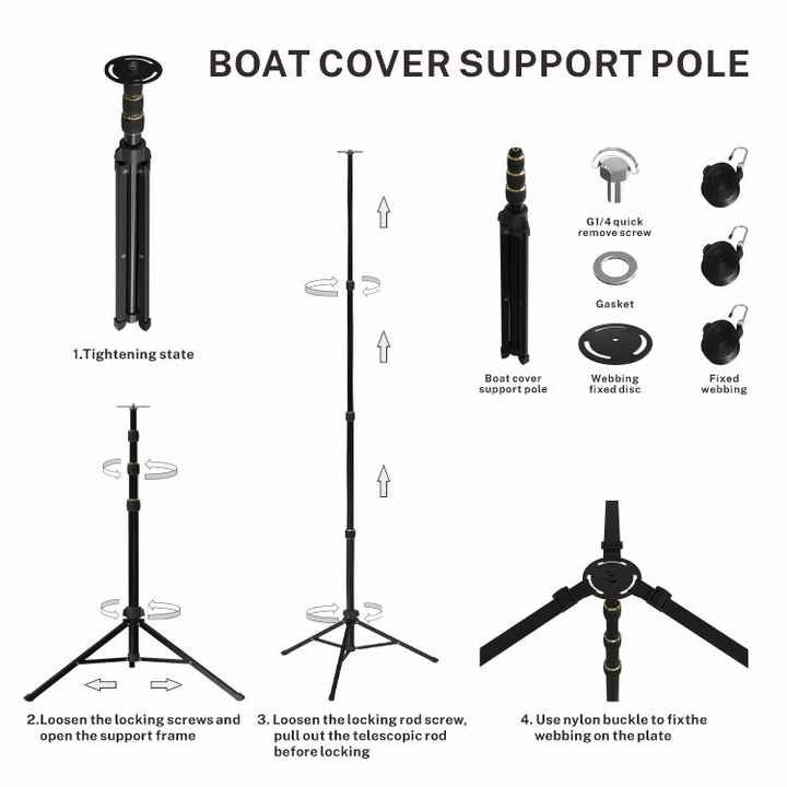 STARRYHEART Aluminum Telescopic Boat Cover Support Rods Marine Boat Cover Support Poles
