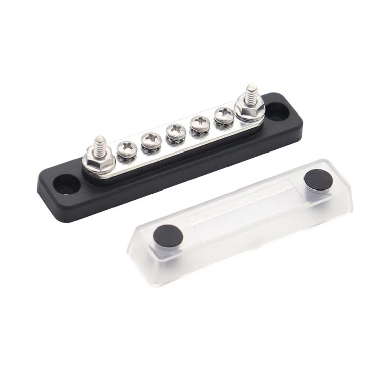 RV Yacht 48V 150A 300A 600A Copper Busbar 4 Terminal Stud 5/16 3/8 Bus Bar with Cover