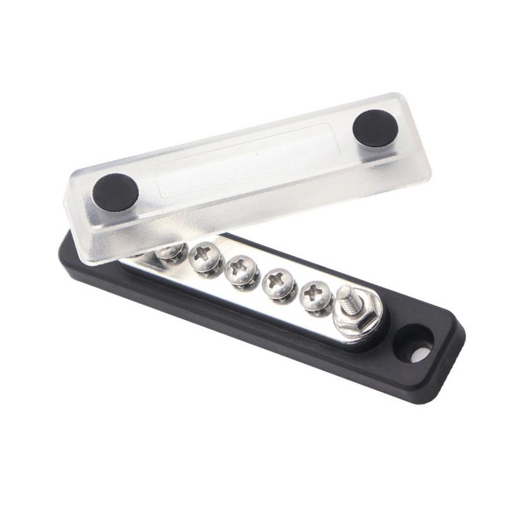 RV Yacht 48V 150A 300A 600A Copper Busbar 4 Terminal Stud 5/16 3/8 Bus Bar with Cover