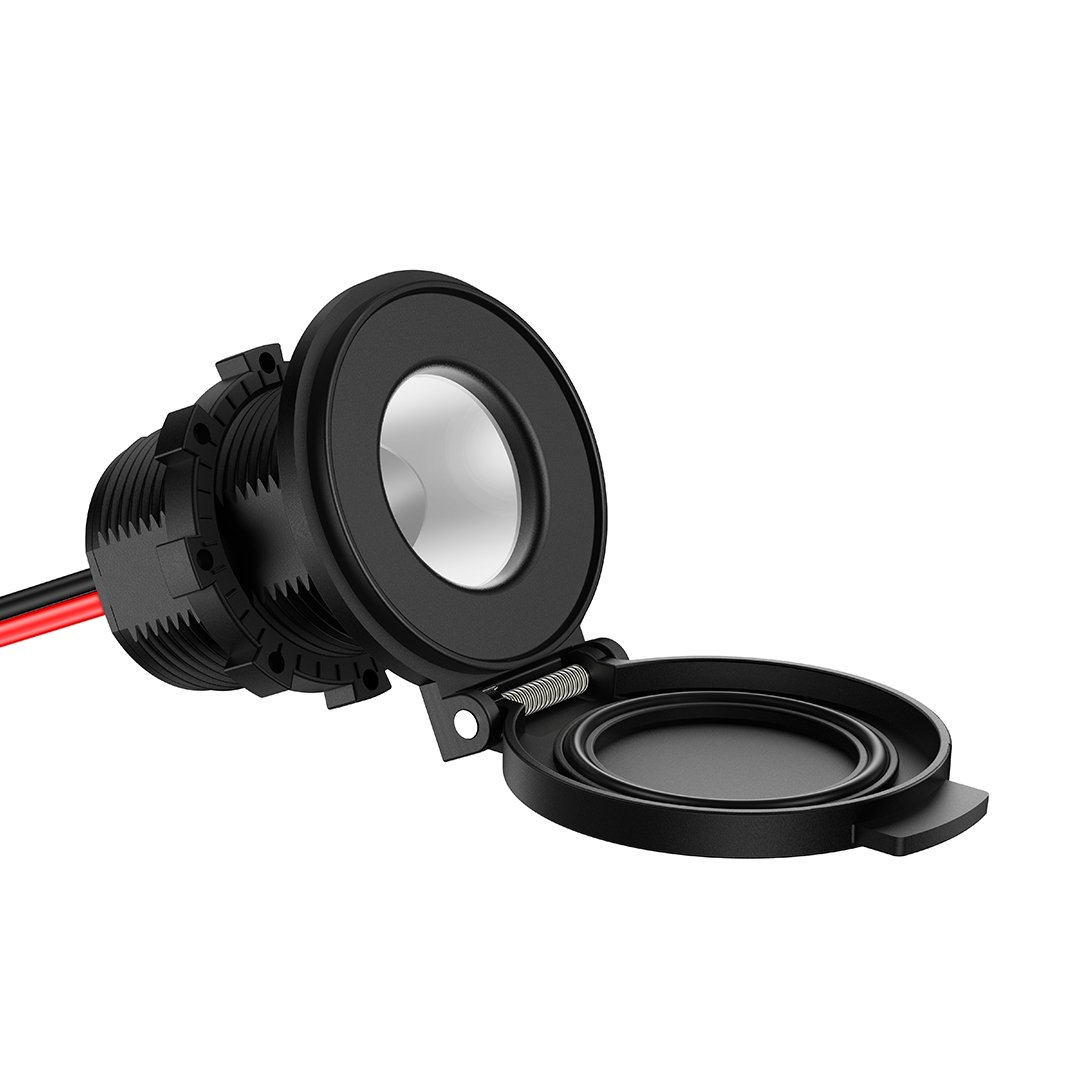 Custom Automatic Closing Waterproof Flush Mount 12 Volt Auto Car Charger Cigarette Lighter Socket Adapter Power Plug With Panel