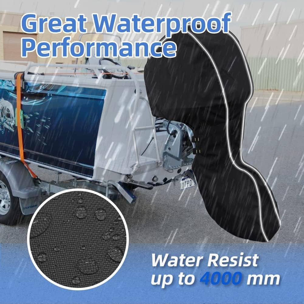 Waterproof UV-anti Marine Outboard Cover Boat Motor Engine Cover with 600D Heavy Duty Oxford Fabric Outboard Motor Cover