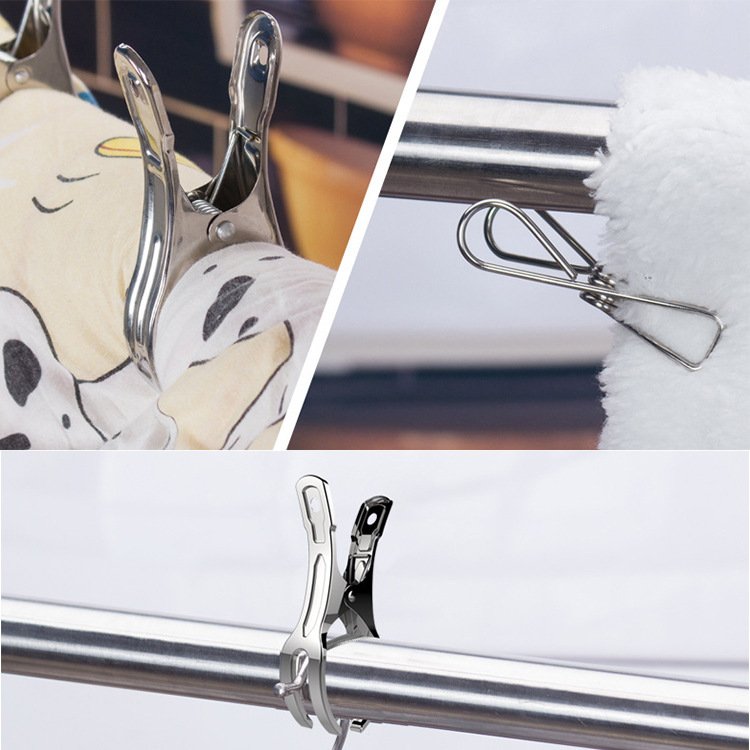 DS4236 Outdoor Light Clips Heavy Duty Clothes Pins Metal Beach Towel Chair Clips Quilt Clamps Stainless Steel Clothespins