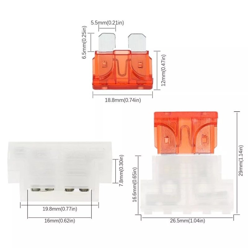Transparent T-type Auto Standard Fuse Holder Car Boat Truck ATC/ATO Blade Fuse ATC Fuse Holder Seat Cover Terminals