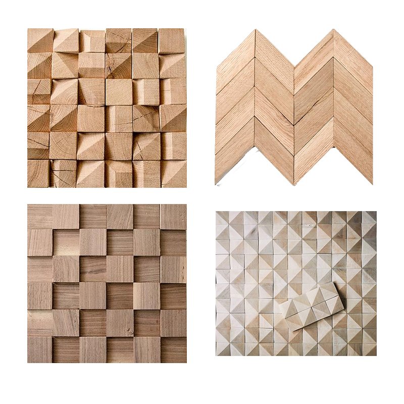 Apolloxy Wood Mosaic for Wall Covering Show Wood Interior Decorative Wall Panels 3D Wood Colorful Mosaic Tiles