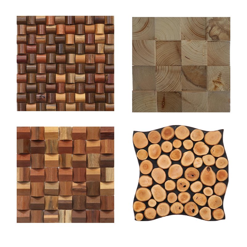 Apolloxy Wood Mosaic for Wall Covering Show Wood Interior Decorative Wall Panels 3D Wood Colorful Mosaic Tiles