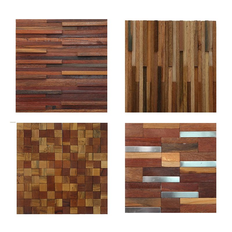 Apolloxy Wood Mosaic for Wall Covering Show Wood Interior Decorative Wall Panels 3D Wood Colorful Mosaic Tiles
