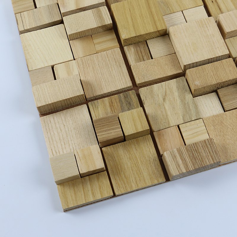 Apolloxy Wood Mosaic for Wall Covering Show Wood Interior Decorative Wall Panels 3D Wood Colorful Mosaic Tiles