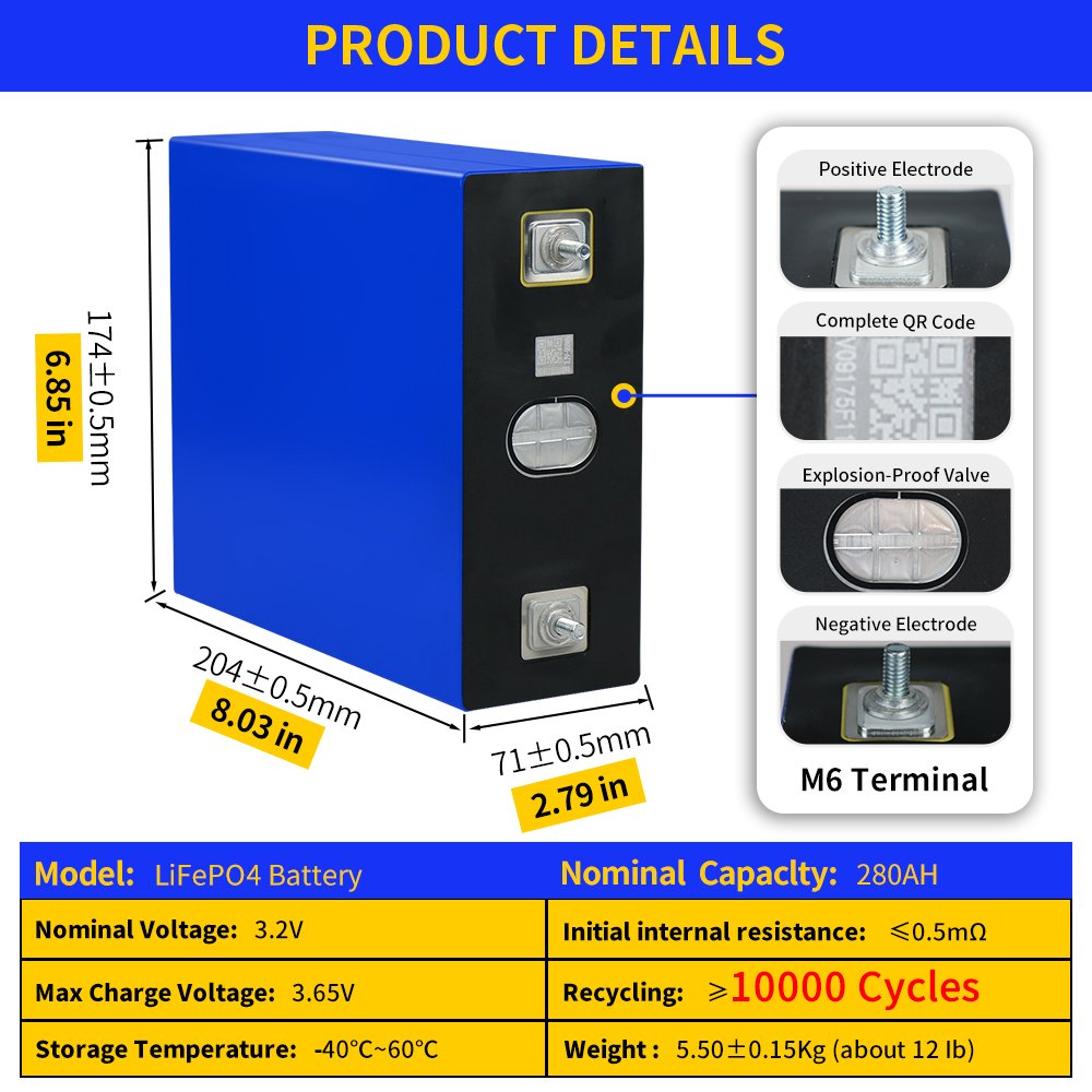 Europe Stock 3.2V LiFePO4 340Ah 320Ah 280Ah 302Ah 105Ah Lithium Iron Phosphate Akku for RV Boat Ship DIY Solar Power 340Ah 320Ah