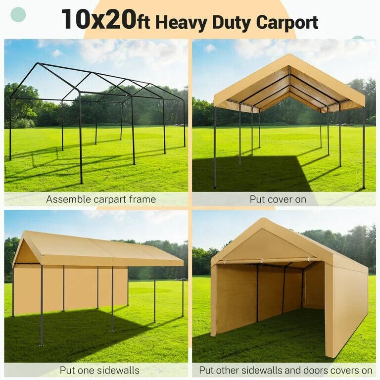 10x20 Carport Canopy Heavy Duty Outdoor Carport Shelter Garage Storage Shed Tent