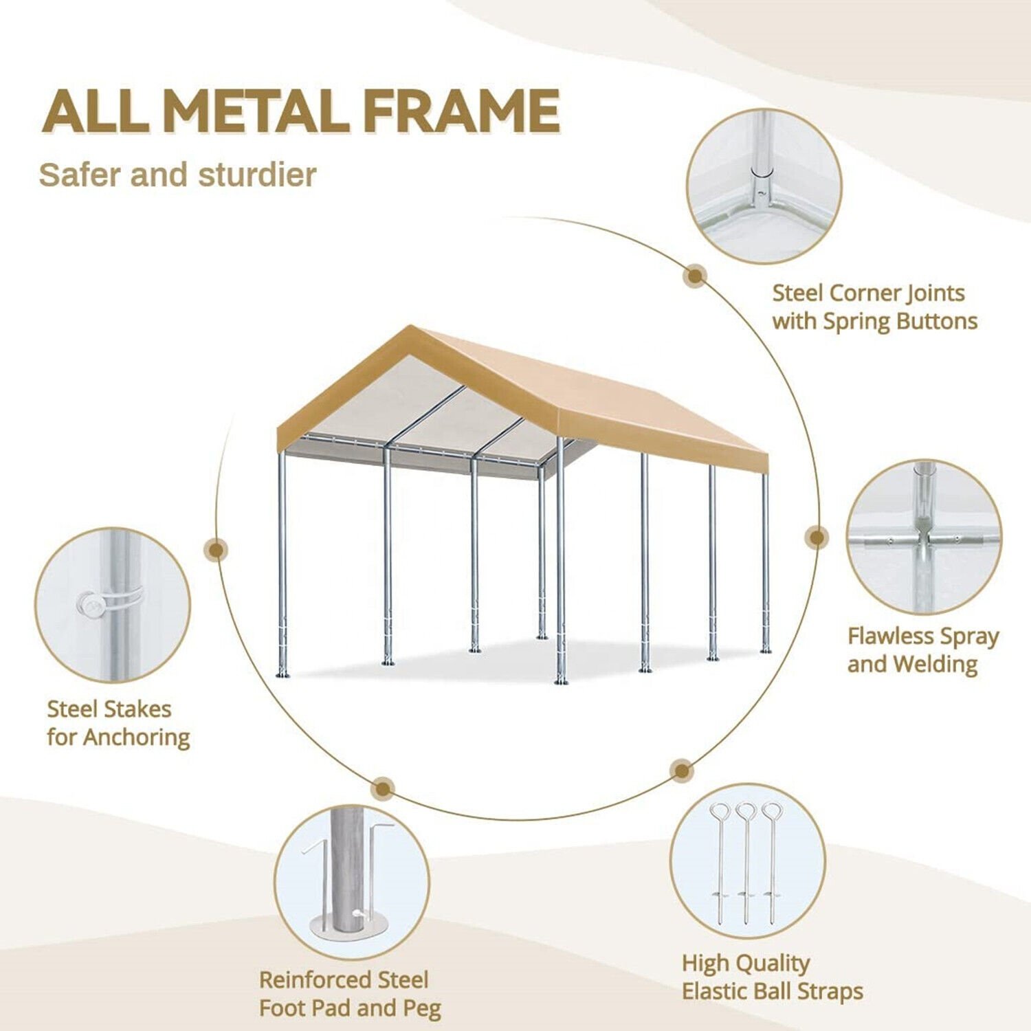10x20 Carport Canopy Heavy Duty Outdoor Carport Shelter Garage Storage Shed Tent