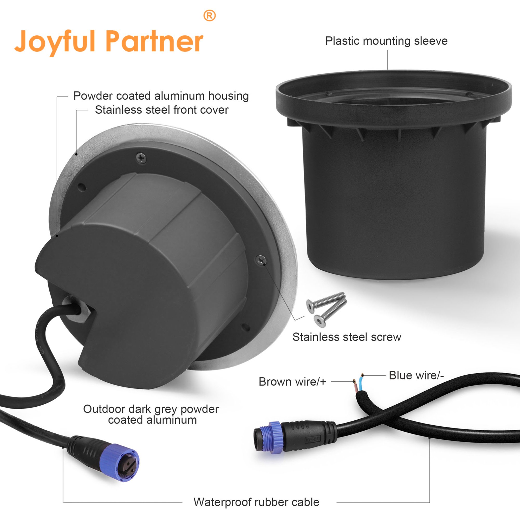 DC12V-24V 2W Stainless Steel Face Cover Strong Load-bearing Capacity Underground Light Waterproof for Garden Landscape