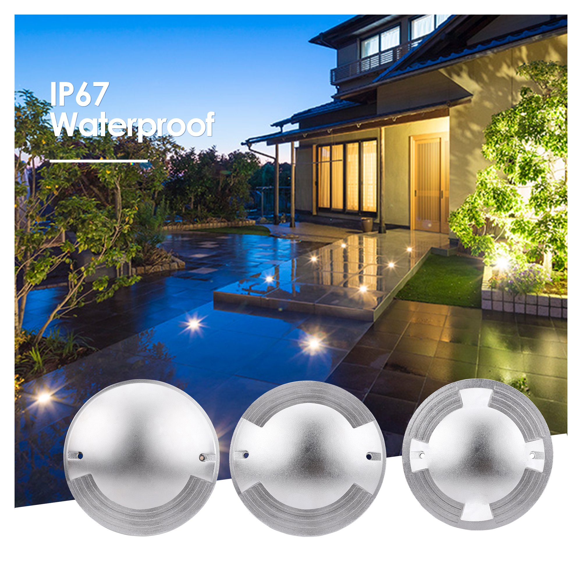 DC12V-24V 2W Stainless Steel Face Cover Strong Load-bearing Capacity Underground Light Waterproof for Garden Landscape
