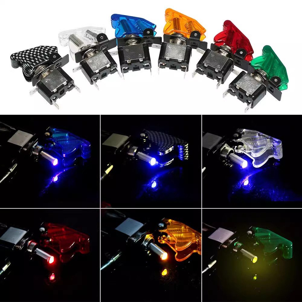 Automotive Cars Trucks Boats 12V LED Toggle Switch Heavy Duty 20A Switch SPST on Off Rocker Switch with Cover