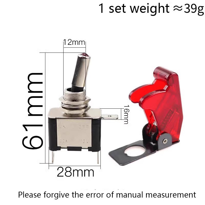 Automotive Cars Trucks Boats 12V LED Toggle Switch Heavy Duty 20A Switch SPST on Off Rocker Switch with Cover