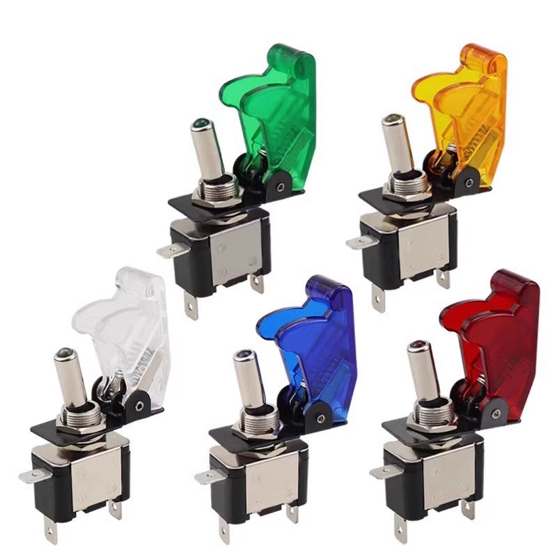 Automotive Cars Trucks Boats 12V LED Toggle Switch Heavy Duty 20A Switch SPST on Off Rocker Switch with Cover