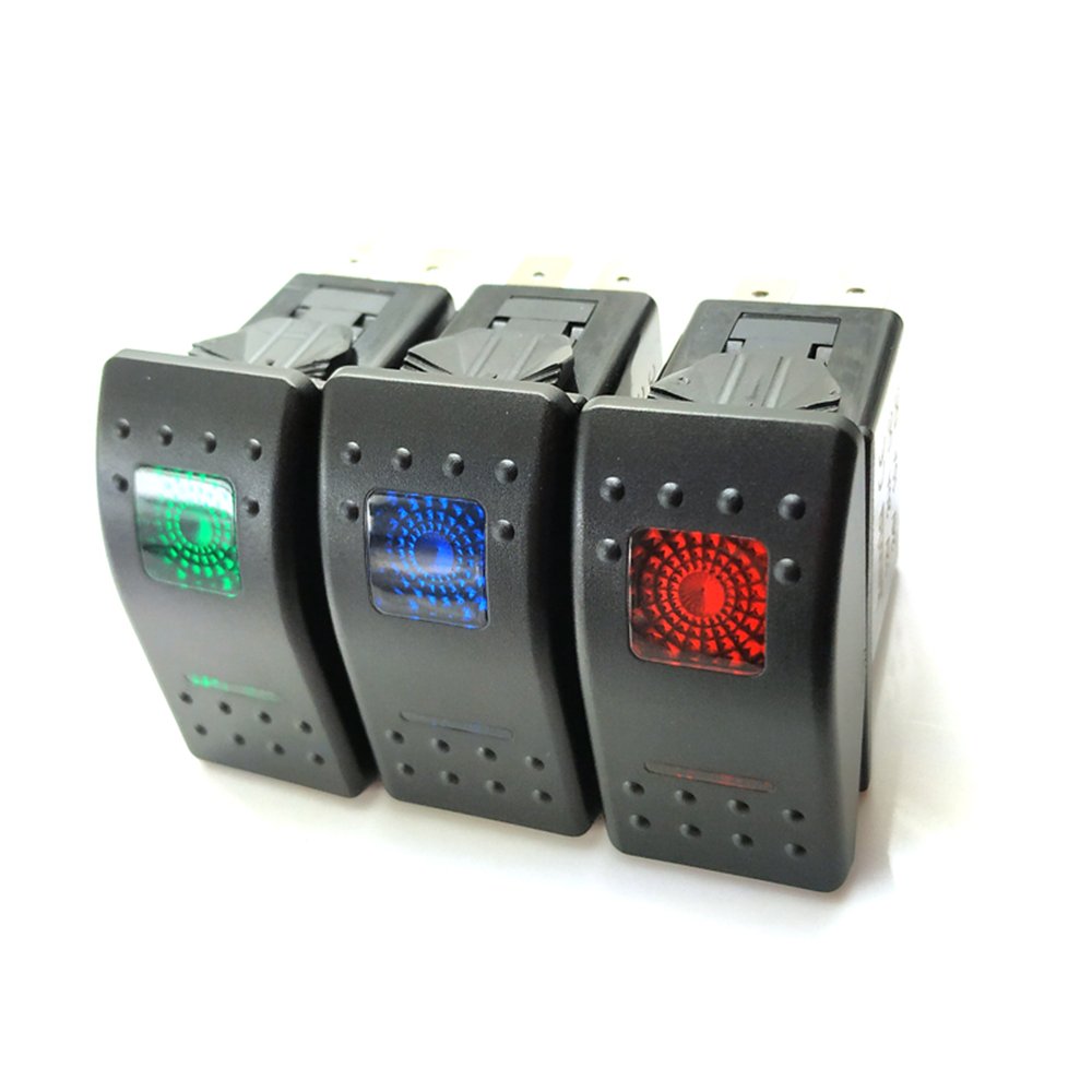 Waterproof On-off 5pin Spst Dual Blue Led Engravable Rocker Switch Carling Marine